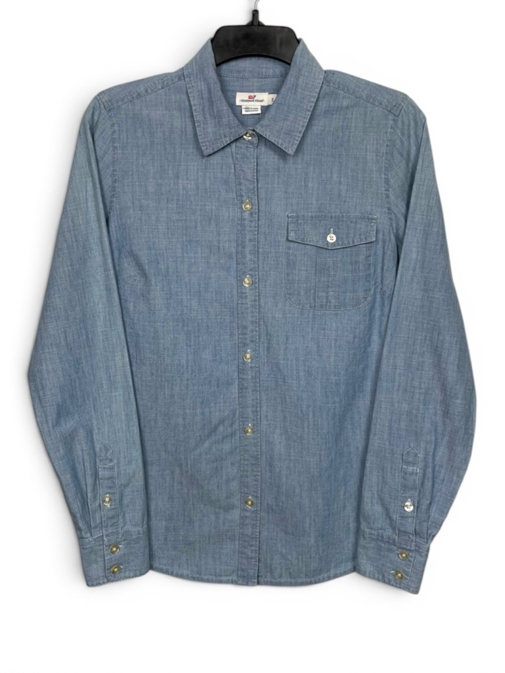Vineyard Vines Women’s Chambray fitted denim Button-Up Shirt - Light Blue size 2